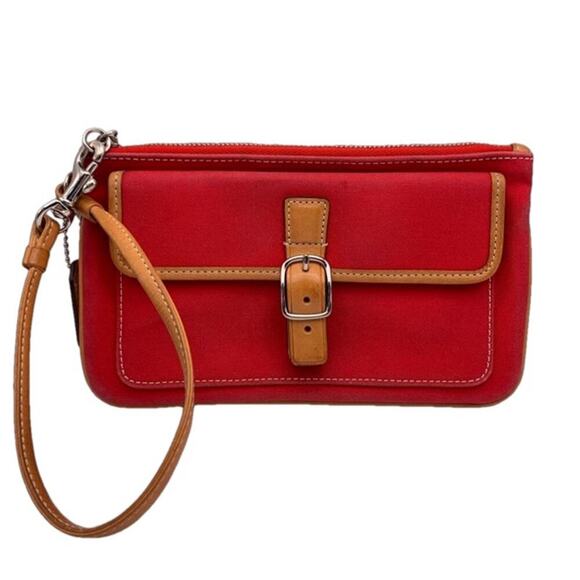 Vintage COACH Red 2 Toned Wristlet - Picture 1 of 14